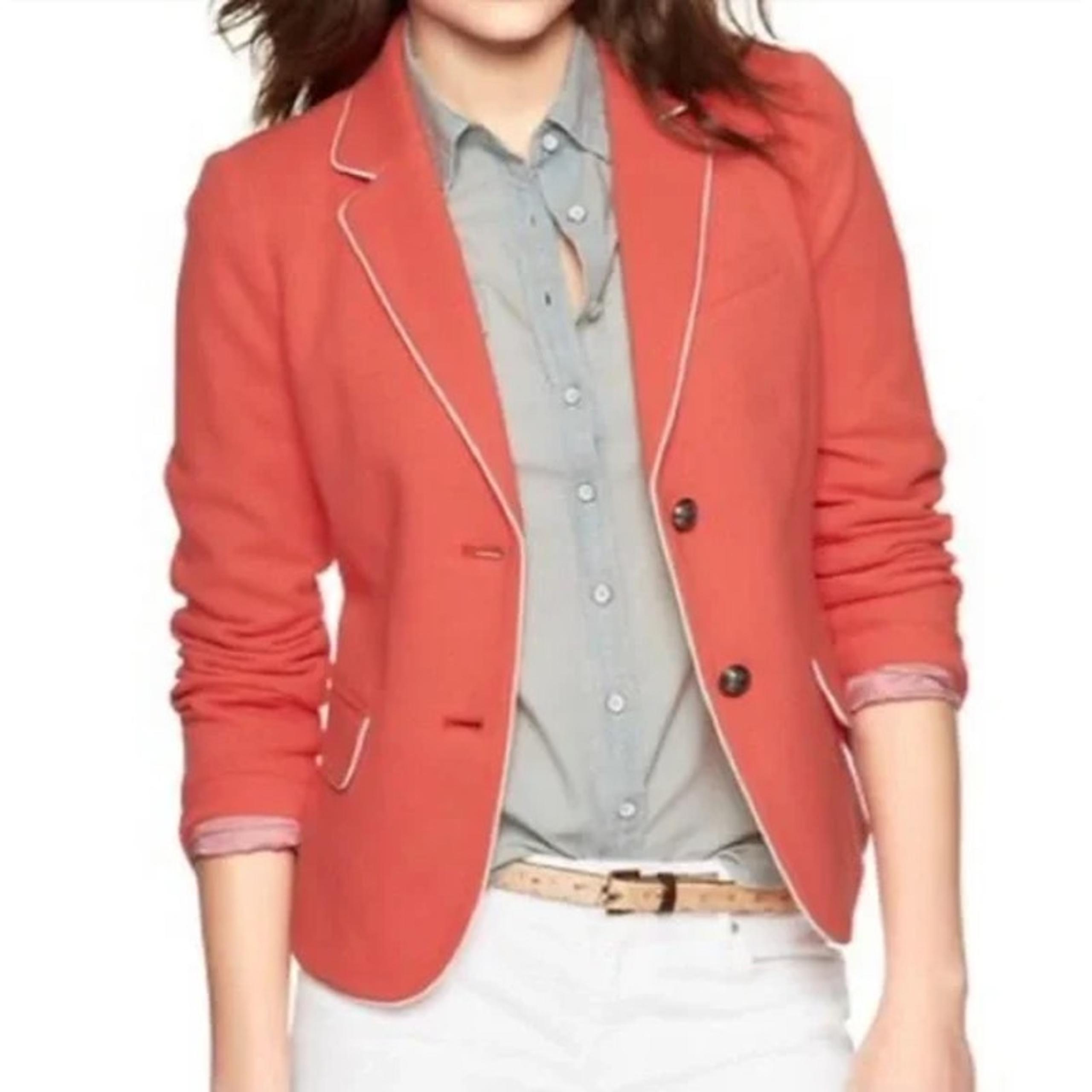 Gap Womens Academy Blazer Size 6 Fire Coral Pique Cotton Academia Office Career