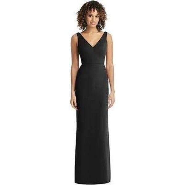 NWT Social Bridesmaids Tie Back Chiffon Trumpet Gown 12 Black Maxi Wedding