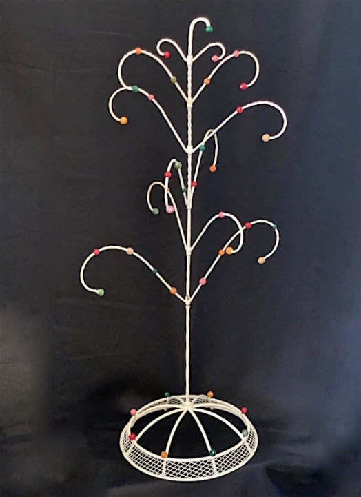 Rare 1980’s WROUGHT IRON COLLAPSIBLE TREE w/ REVOLVING BRANCHES & BEAD ACCENTS