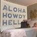Blue Coastal Western Tapestry - Aloha Howdy Hello Western Wall Hanging Art
