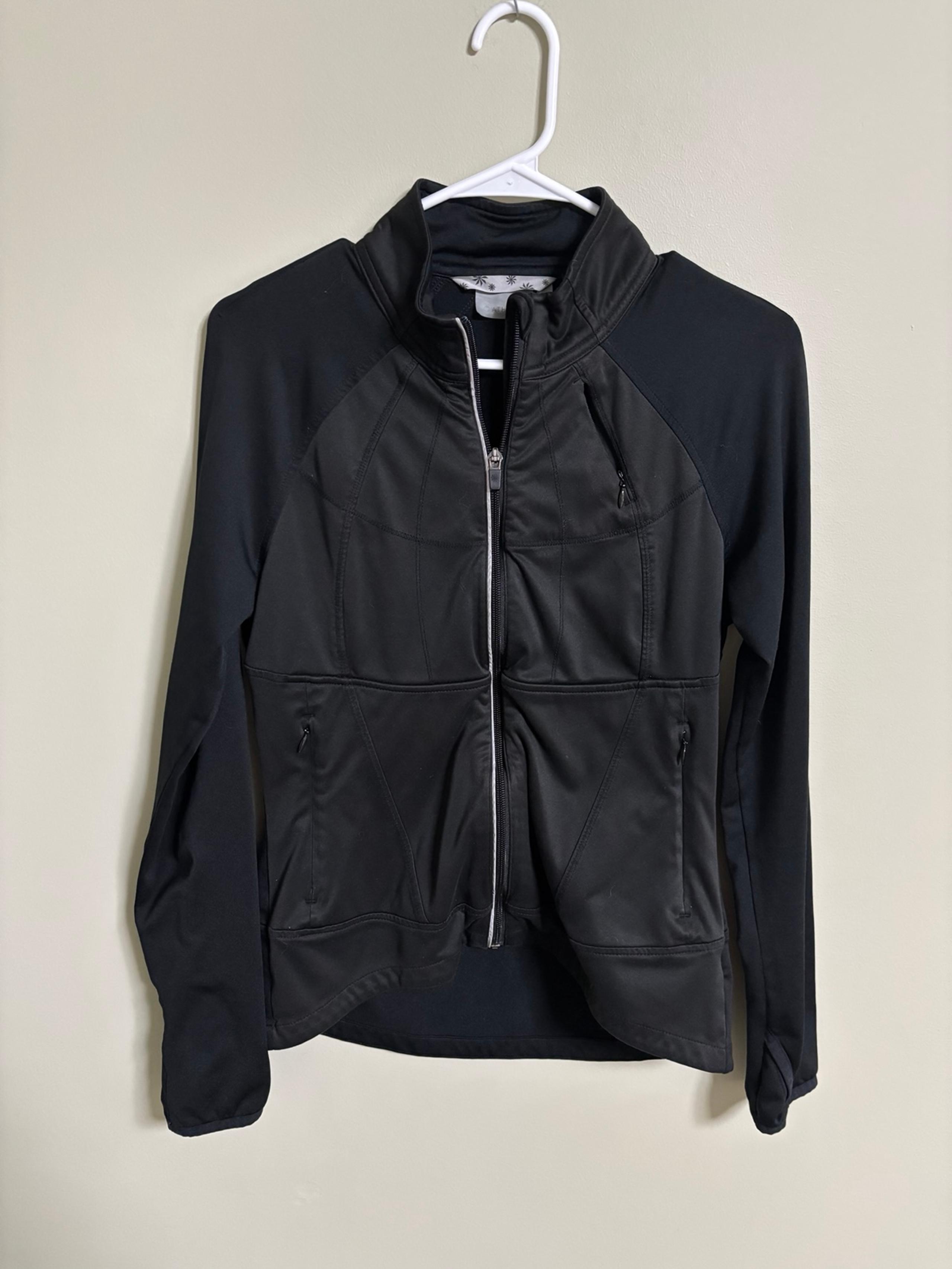 Athleta Twilight Run Athletic Jacket Womens Black Pockets Full Zip Size Small