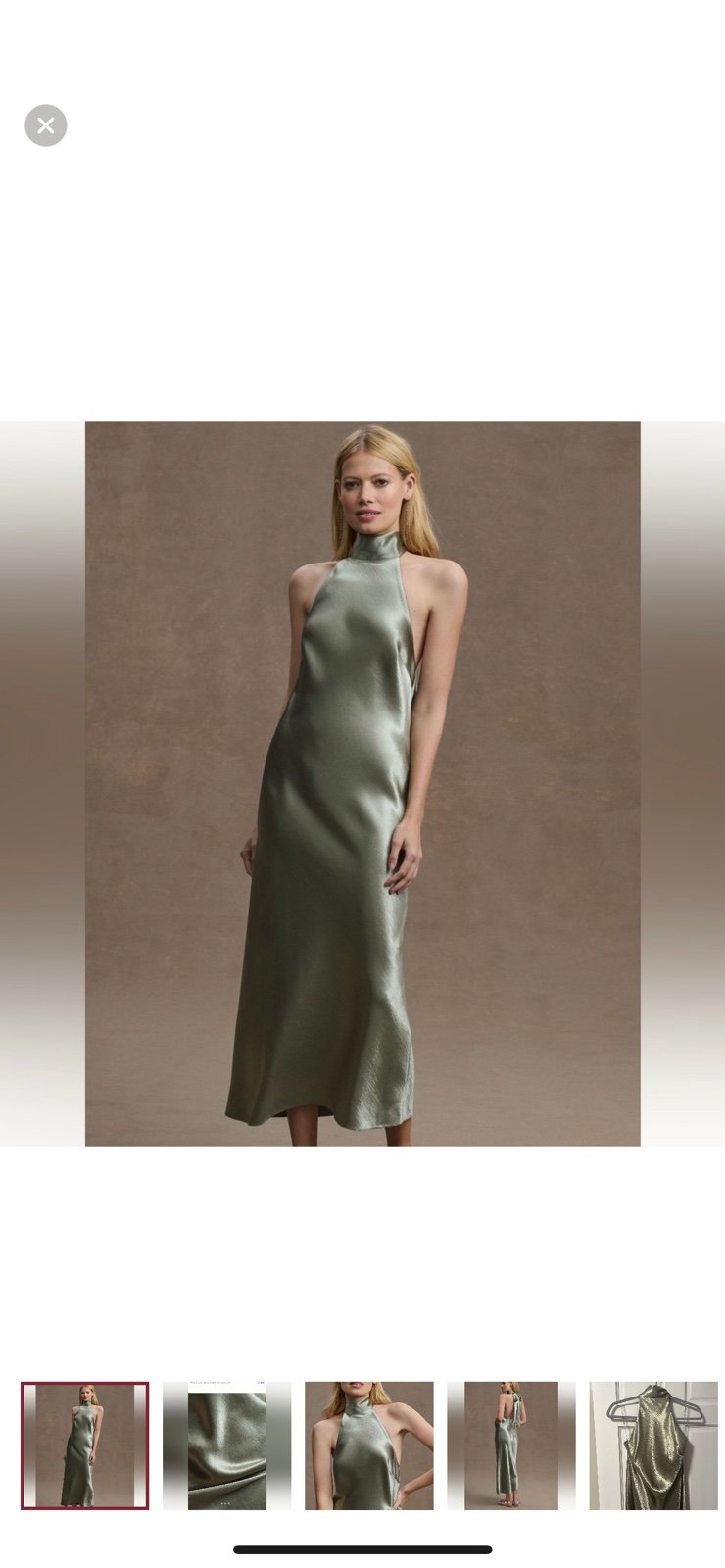 Sachin & Babi Sadie Halter Tie-Neck Hammered Satin Gown NWOT
