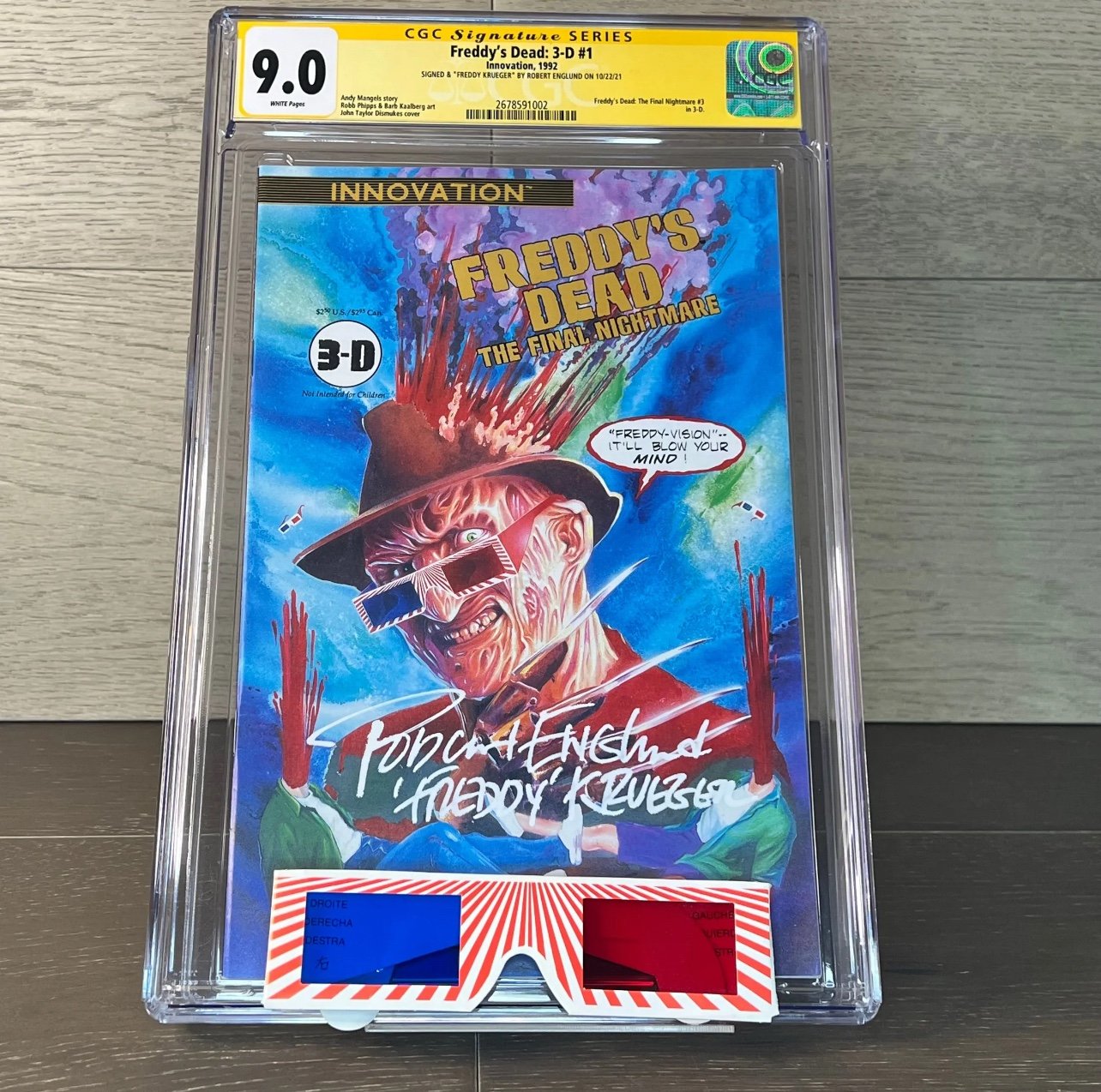 Freddy's Dead 3D w/ 3D Glasses - signed by Robert Englund CGC 9.0 Signature Seri