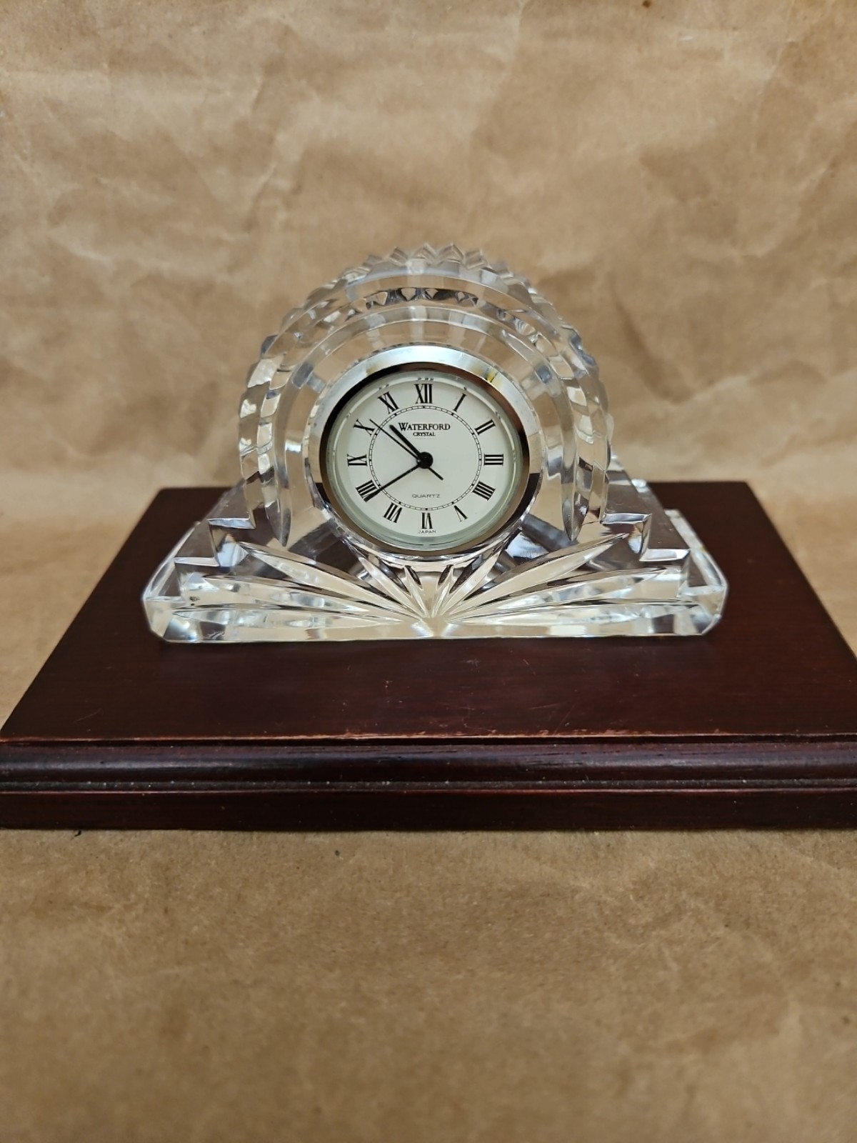 Waterford Crystal Lismore quartz Cottage Mantle Clock Marked Needs Battery