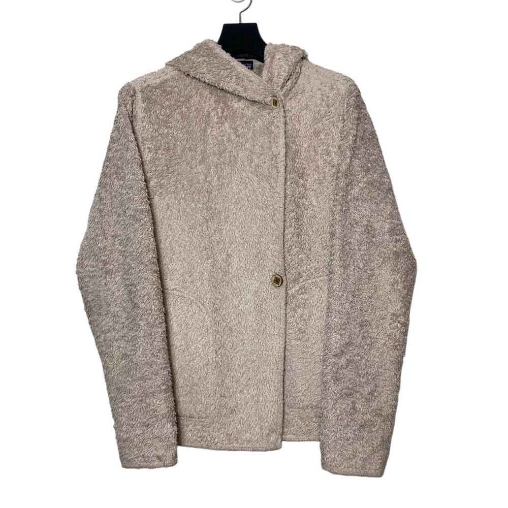 Patagonia Jacket Synchilla Plush Pile Wrap Jacket Womens Large Beige Hooded