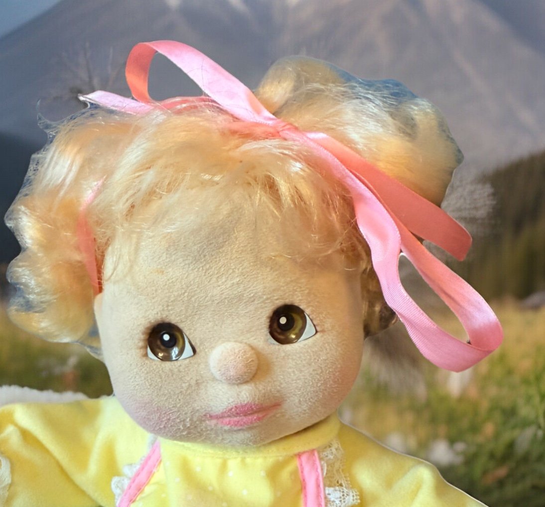 Mattel My Child 15” Doll Brown-eyed Blond Curls Pressed Felt Original Clothes