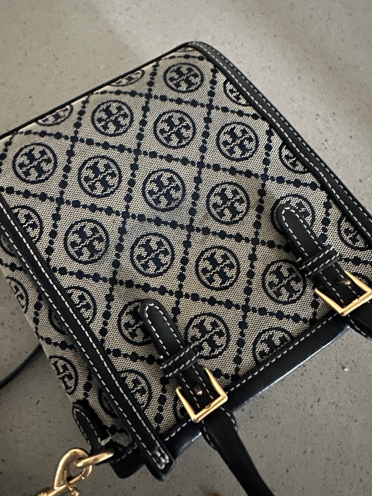 Tory Burch MINI T MONOGRAM TOTE navy