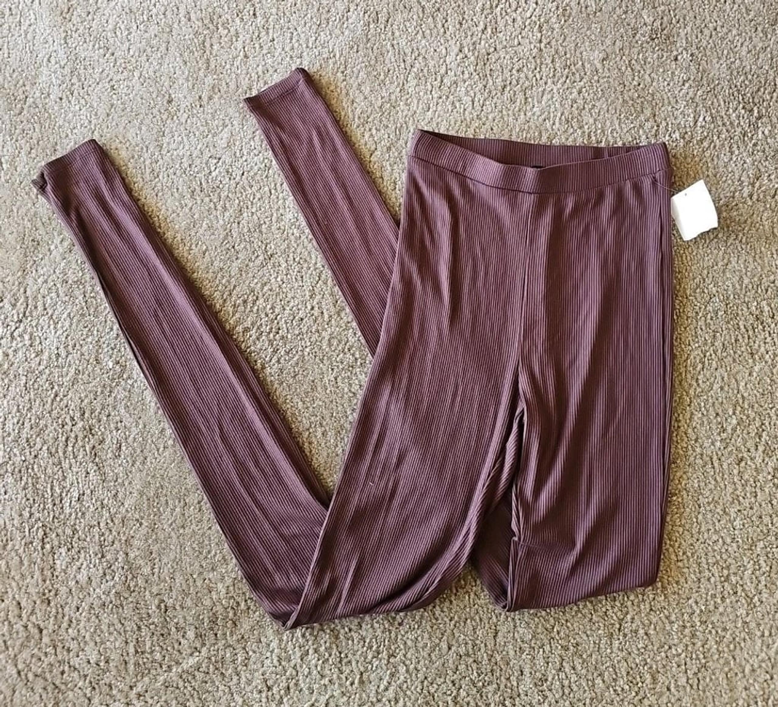 NAKED WARDROBE The Oh So Tight Micro Ribbed Leggings Size XS Brown NEW