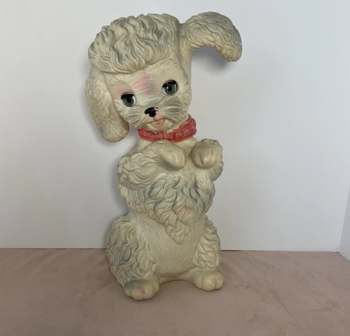 1962 Vintage Edward Mobley Sitting Pretty Poodle Dog Squeaky Toy Blinking Eyes