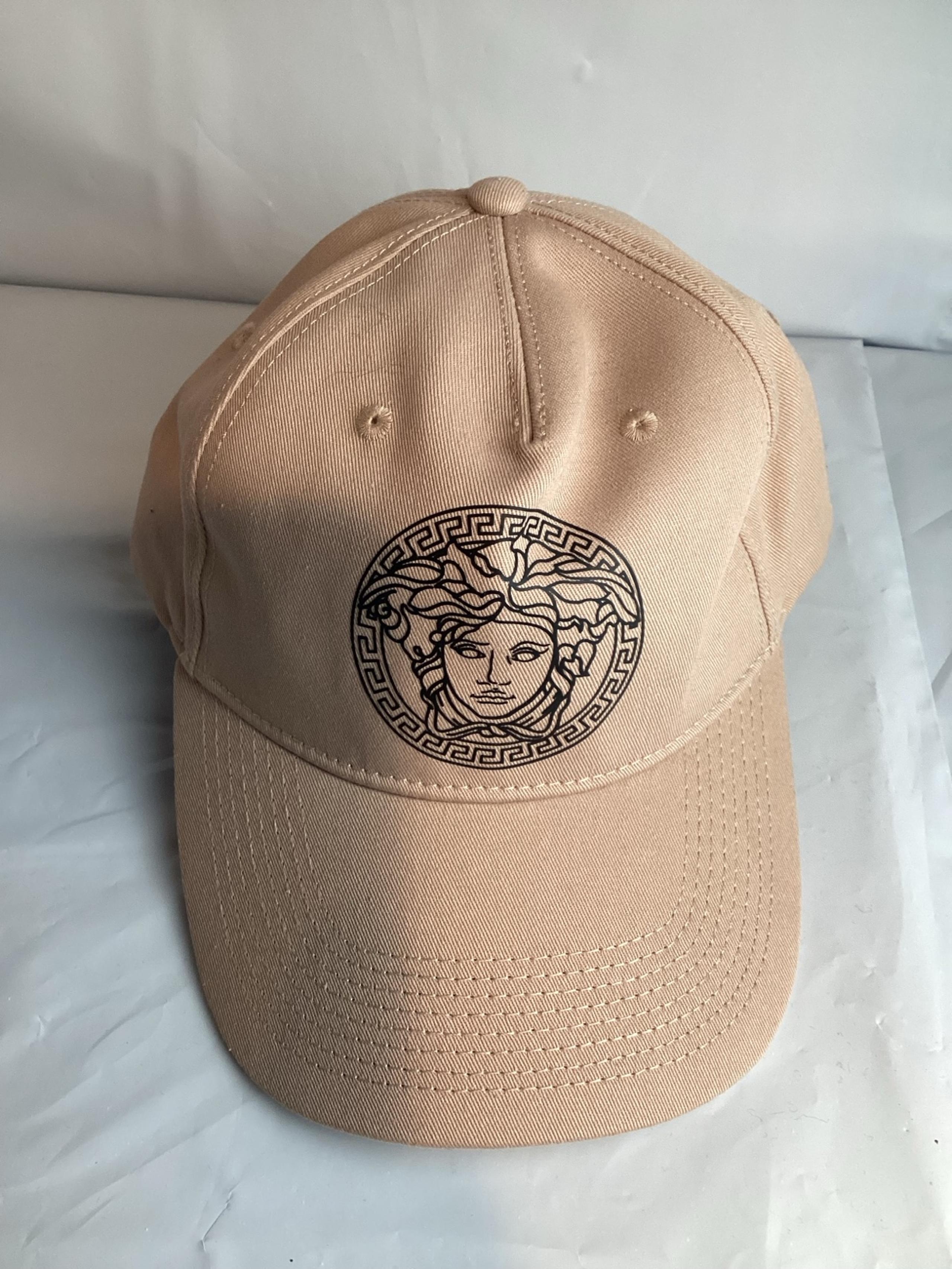 Versace Men's Beige Tan Classic Medusa Logo Print Hat Cap 59AUTHENTIC
