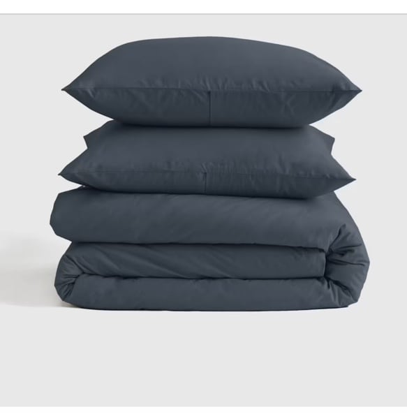 Quince Organic Brushed Cotton Duvet Cover Set ivory king/cal king nightfall