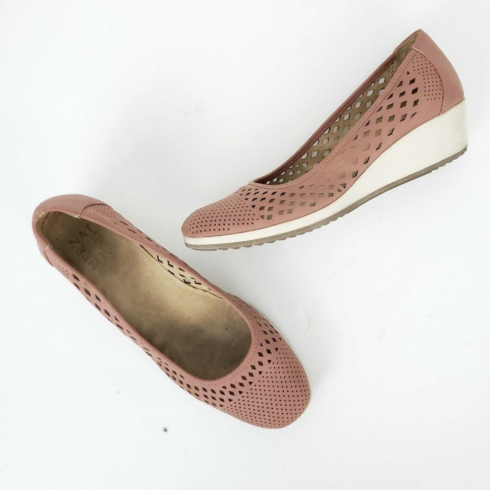 Naturalizer Dusty Pink Wedge Slide On Shoes Sz 9M Comfort Shoe