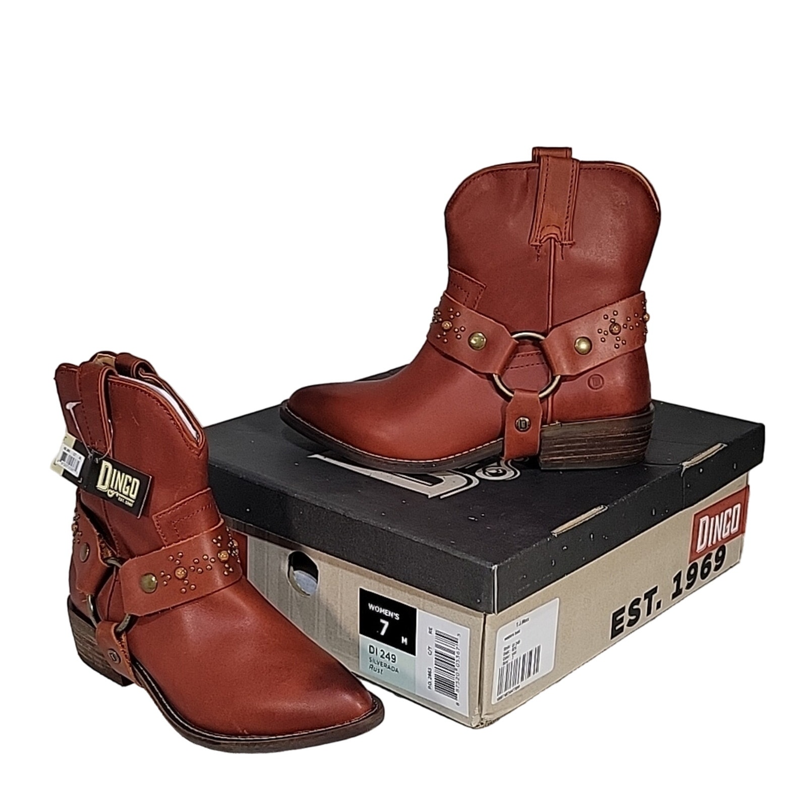 Dingo Women's Silverada Western Booties, Medium Toe, Rust, Size 7, NWT, NIB