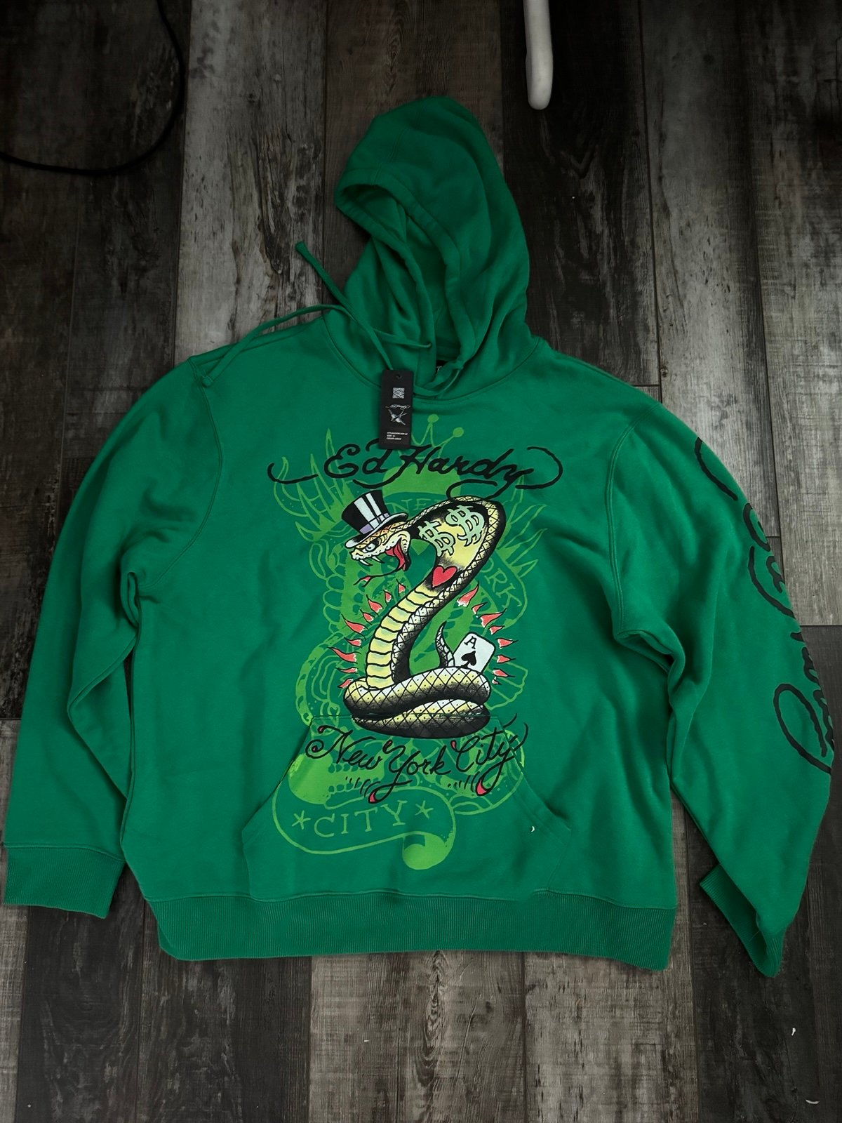 Ed Hardy Green NYC Snake Hoodie NEW!