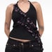 Y2k halter top ruffled asymmetric black with baby pink fairycore top vintage