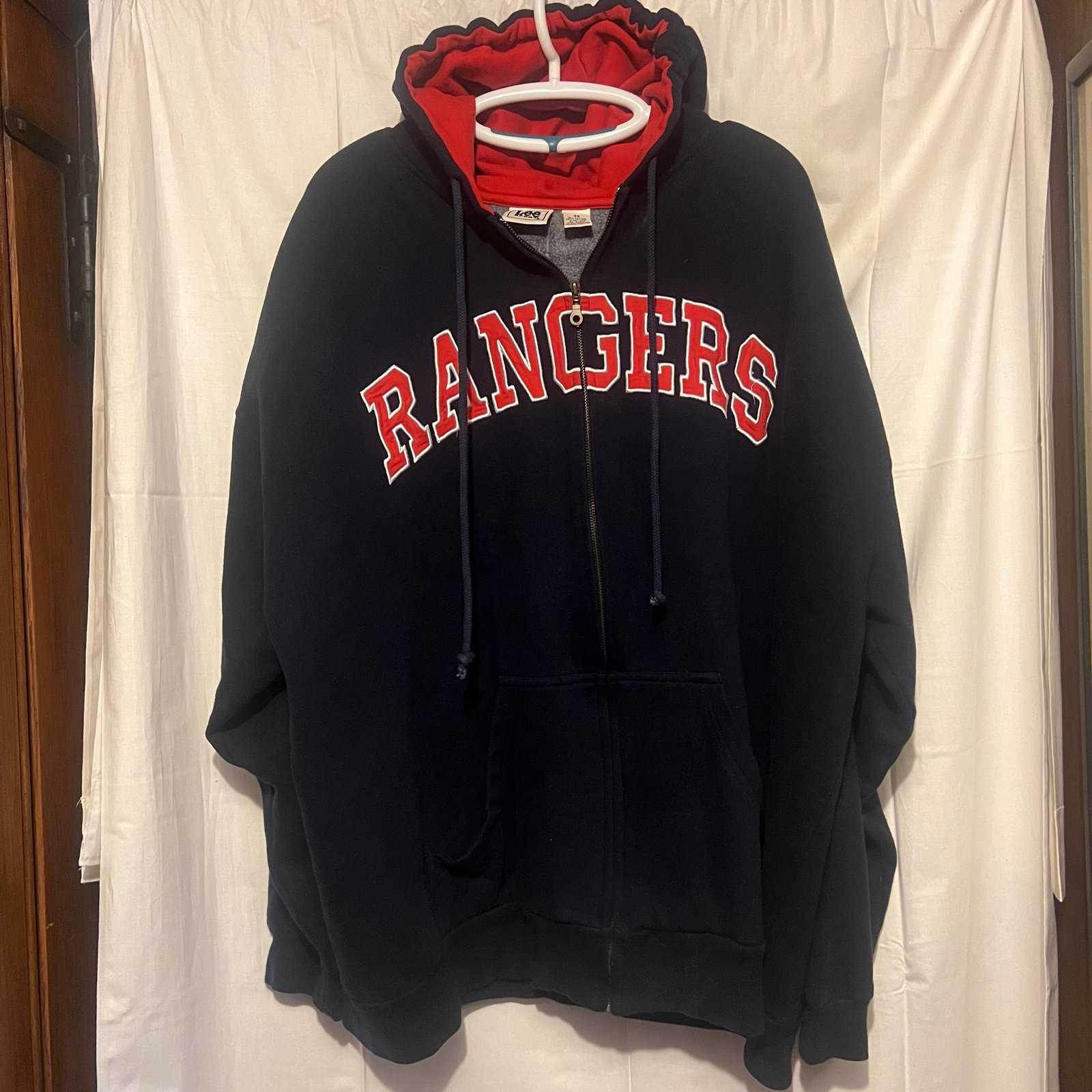 Vintage New York NY Rangers Embroidered Lee Sport Zip Up Hoodie Navy Mens 3XL