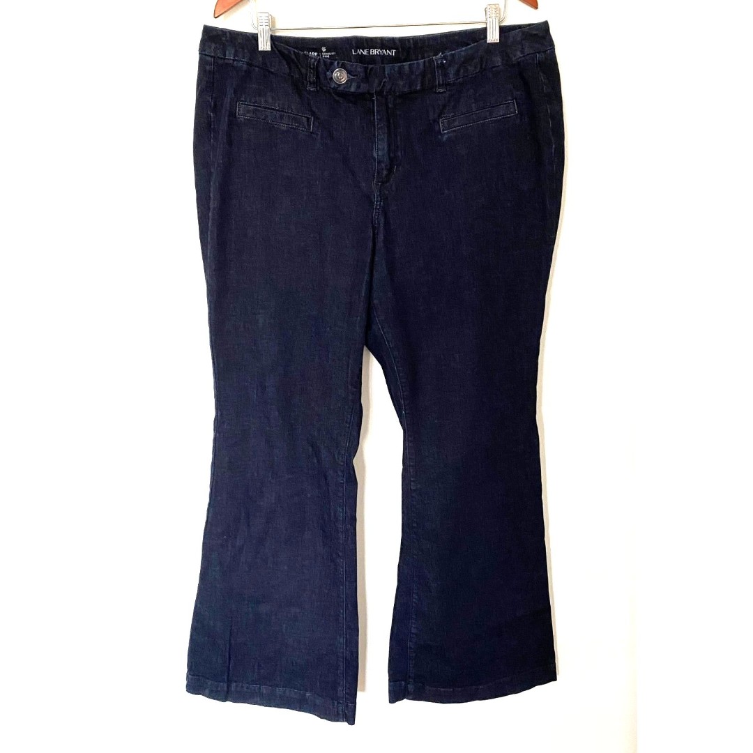 Lane Bryant Flare Genius Fit Stretchy Blue Denim Jeans for a Flattering Fit 20