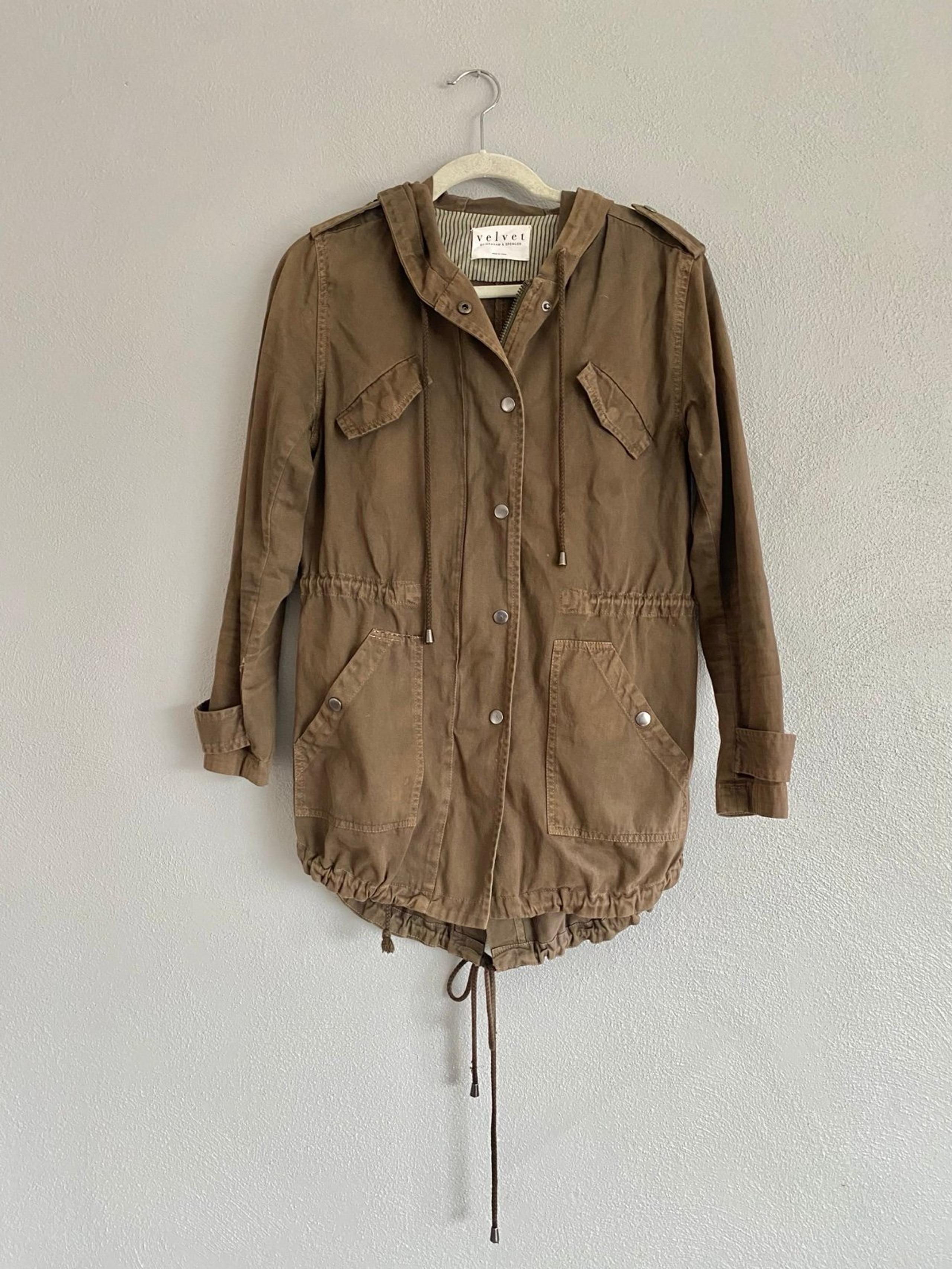 Velvet by Graham & Spencer Womens Jacket XS Utility Military Hooded Oversized
