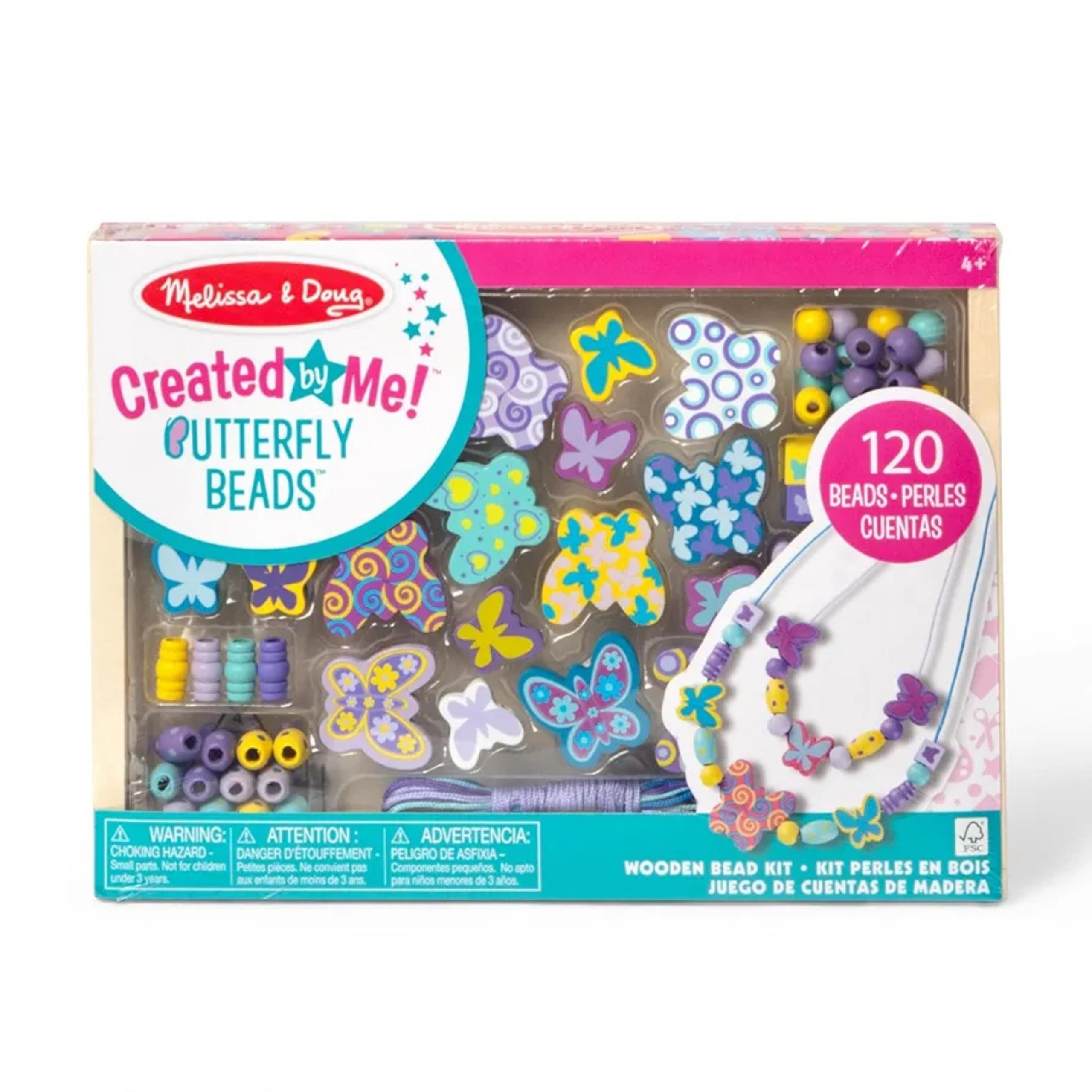 Melissa & Doug Created by Me! Butterfly Beads Wooden Bead Kit (Kids Jewelry toy)