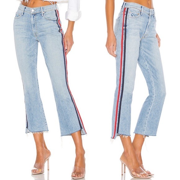 Mother Denim The Insider Crop Step Fray Jeans Thanks Again Racer Jean Size 28