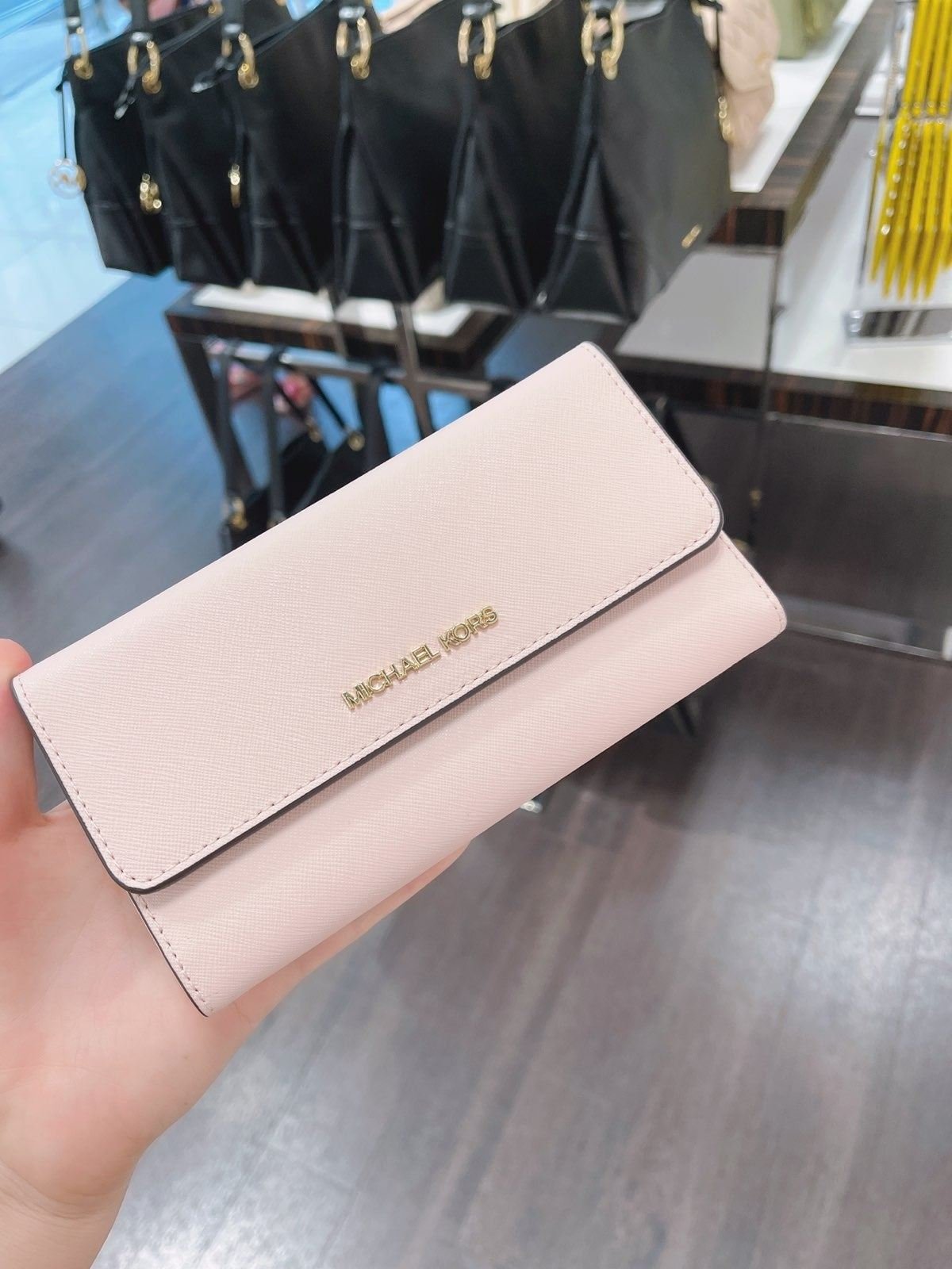 MK JST Large Trifold Wallet Powder Blush