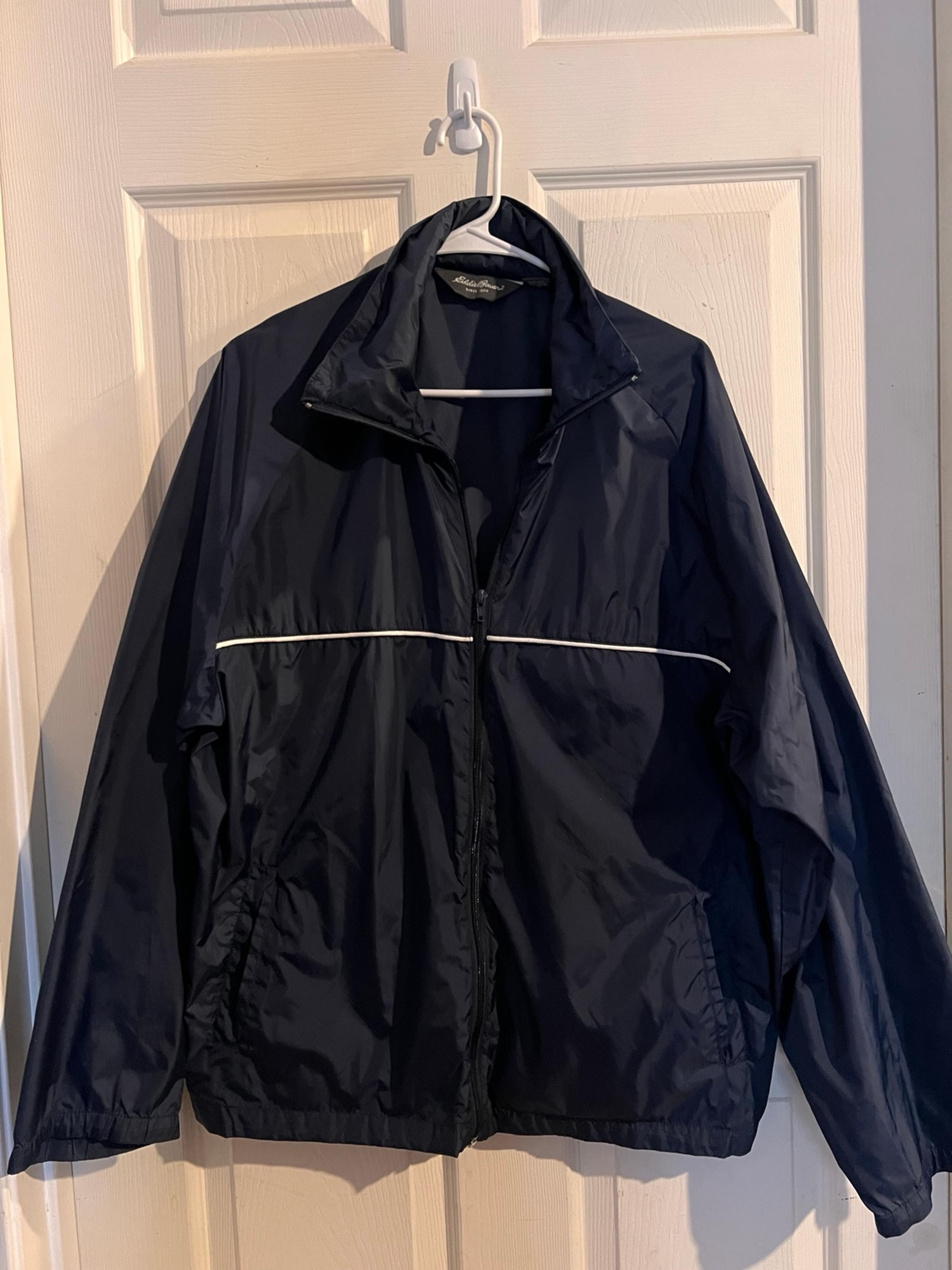 Vintage Eddie Bauer Packable Jacket Men’s Sz L Nylon Water Repellent Navy Blue
