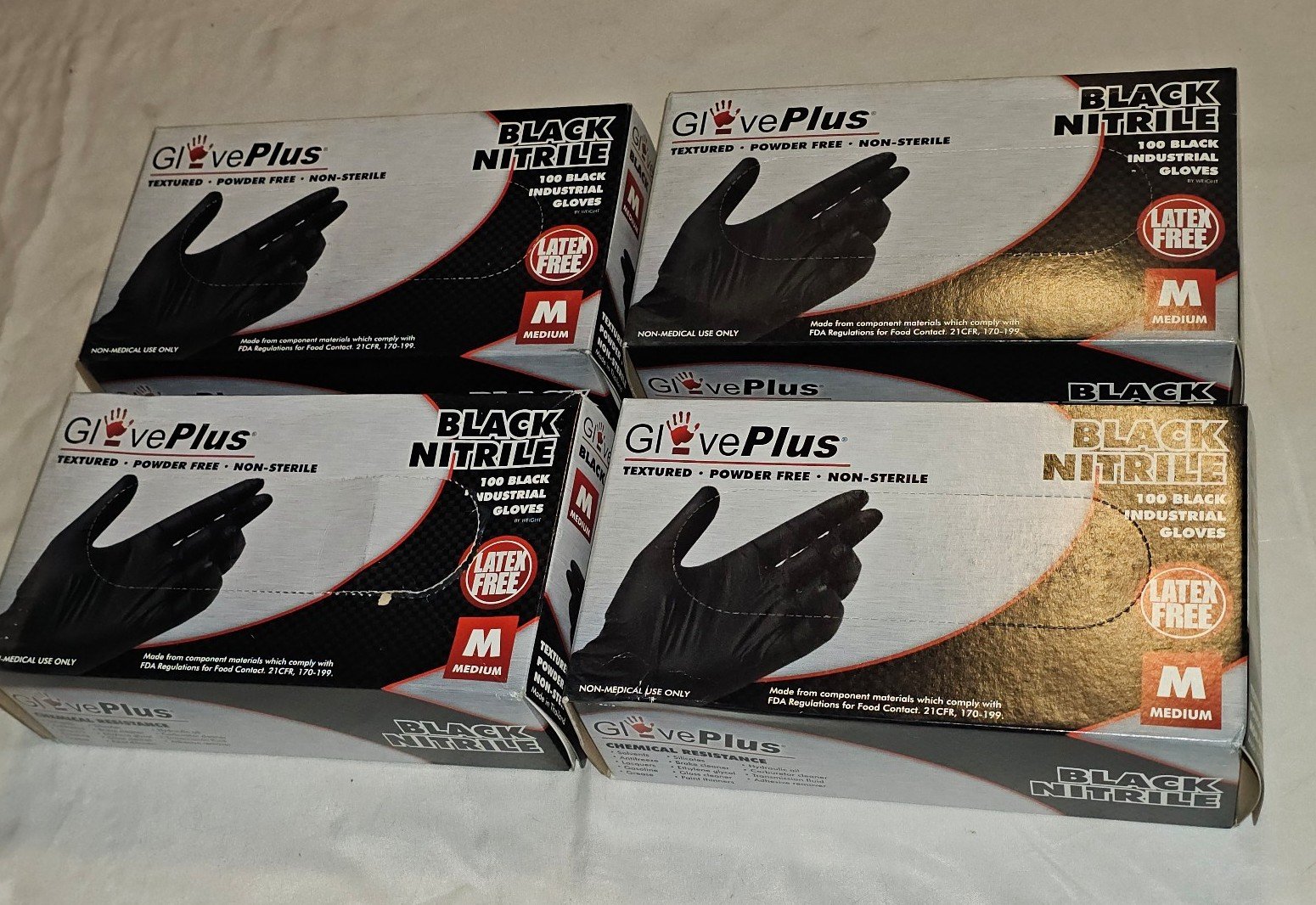 4 boxes Black Nitrile industrial gloves