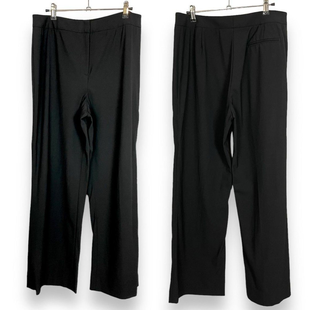 Lafayette 148 New York Slacks Black Pants Wide Leg Size 10 Women Wool Blend Work