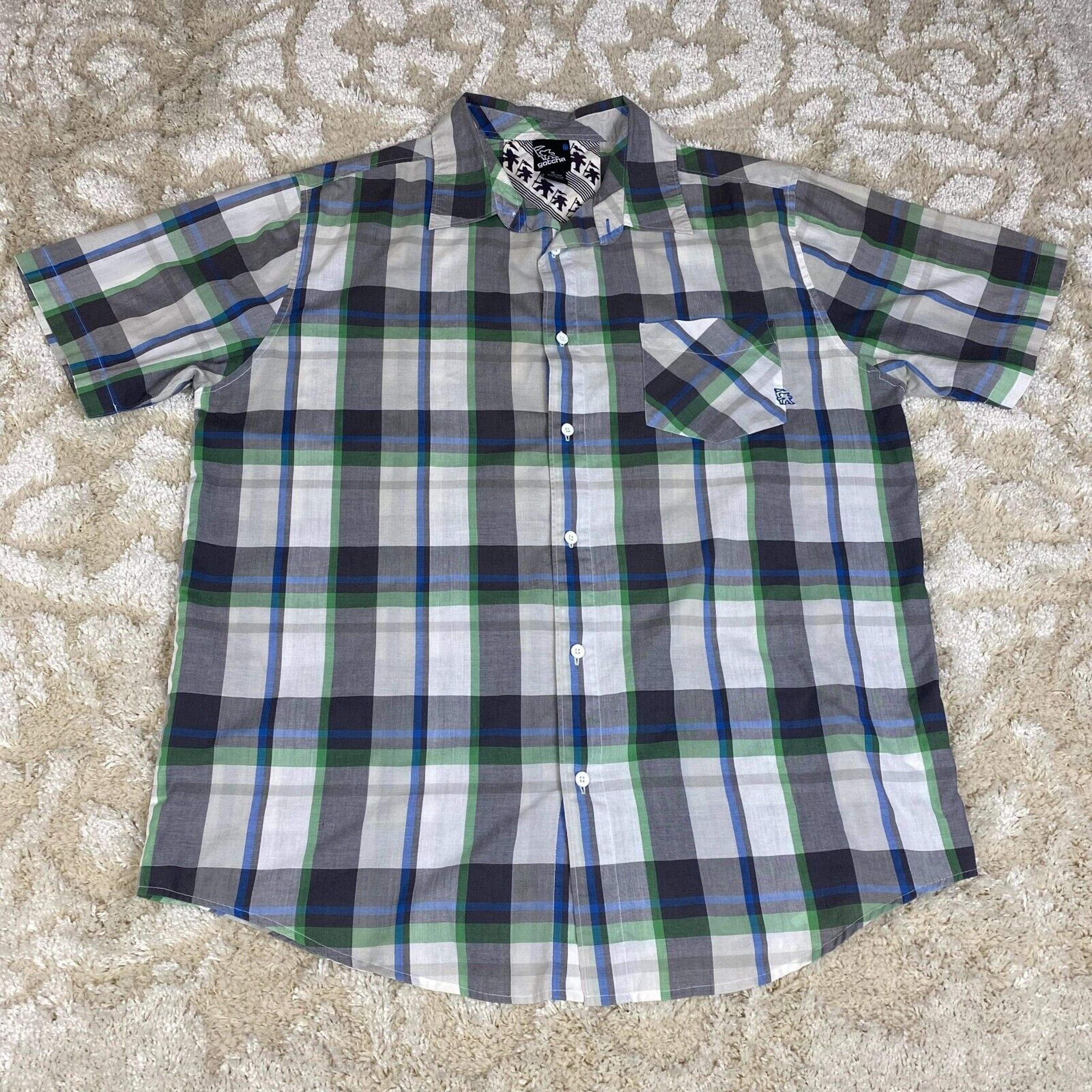 Gotcha Men's Shirt XL Plaid Short Sleeve Button Down Skater Surf Streetwear