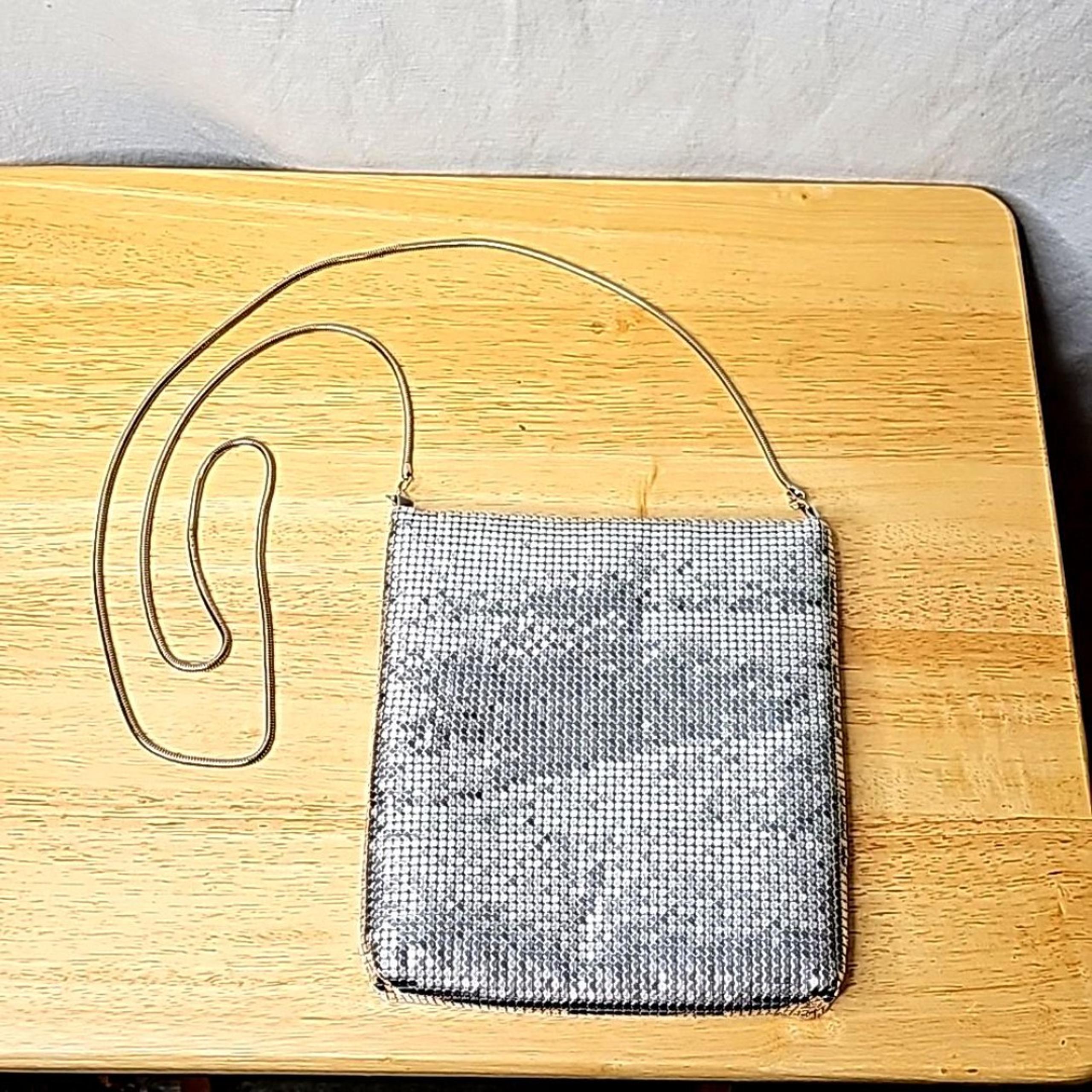 Crossbody Bag by Valerie Steven's Metallic Silver 6.5" x 7"