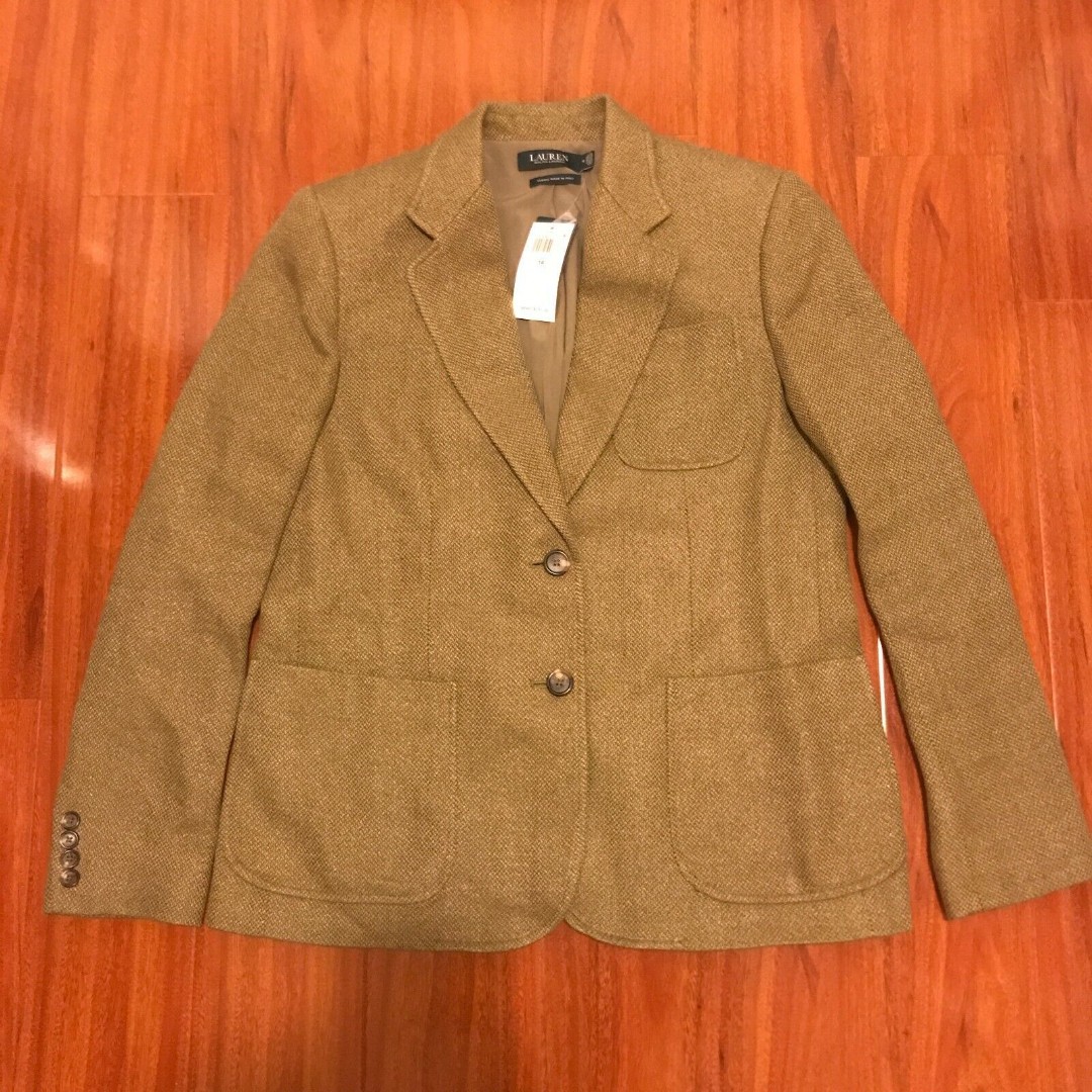 Lauren Ralph Lauren Britaine Womens Blazer Olive Size 14 Nwt Made In Italy