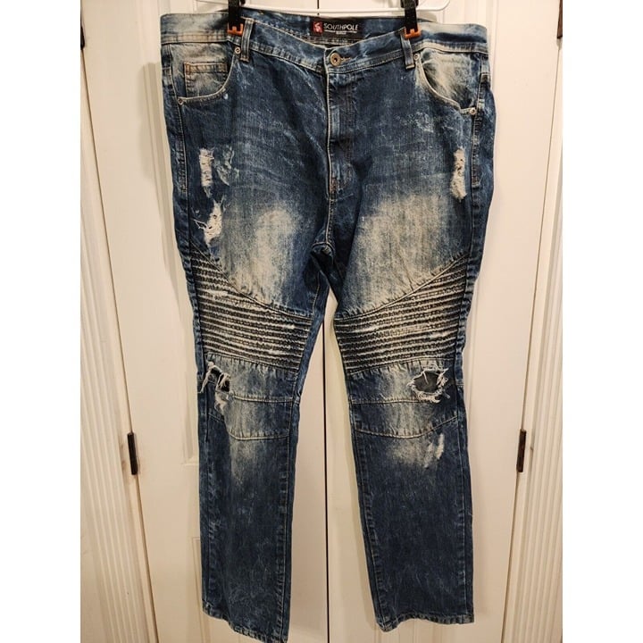 MEN'S 42X34 SOUTHPOLE HIP-HOP BAGGY GANGSTER DISTRESSED STREET WEAR JEANS