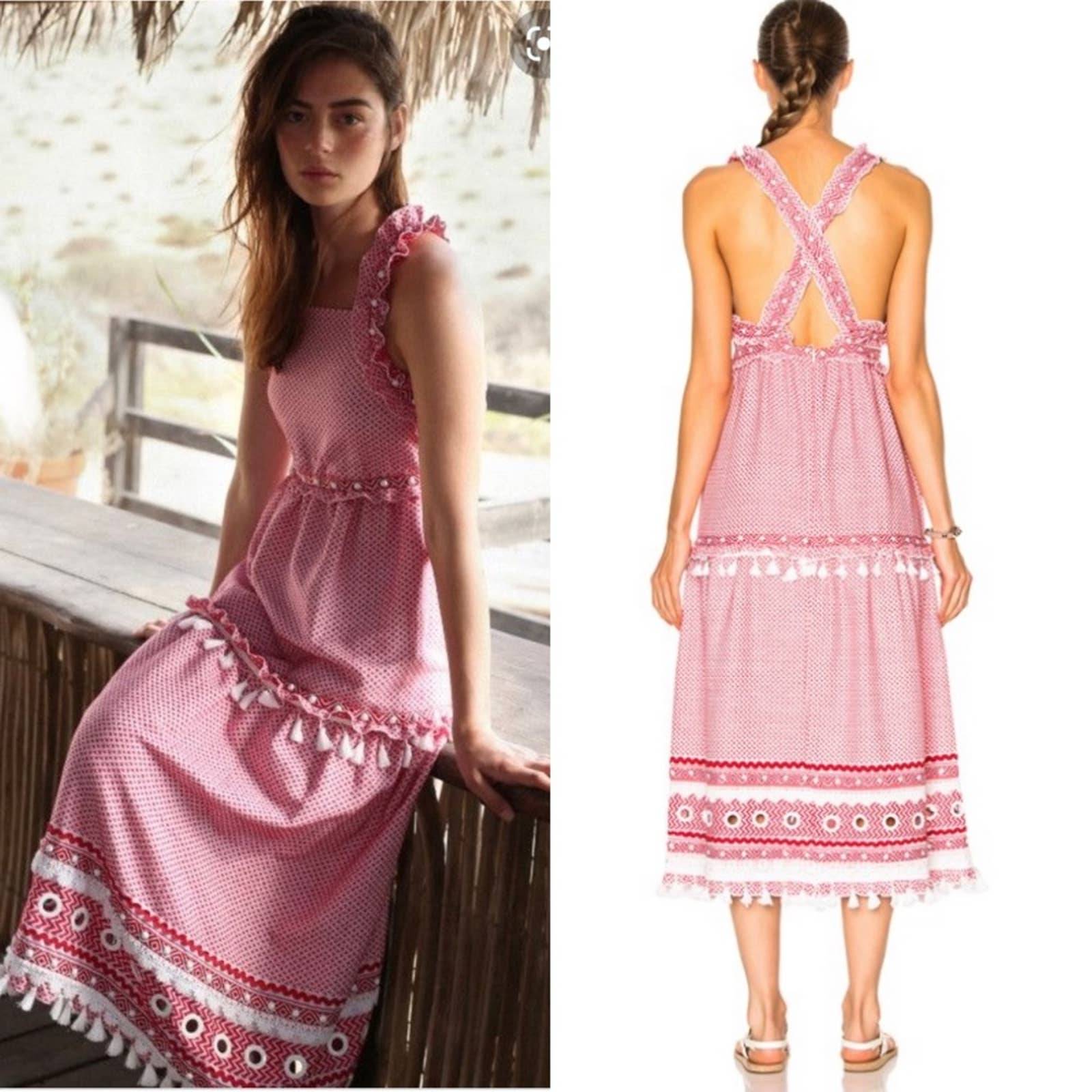 Dodo Bar Or Tassle Pinafore Dress in Red/White S