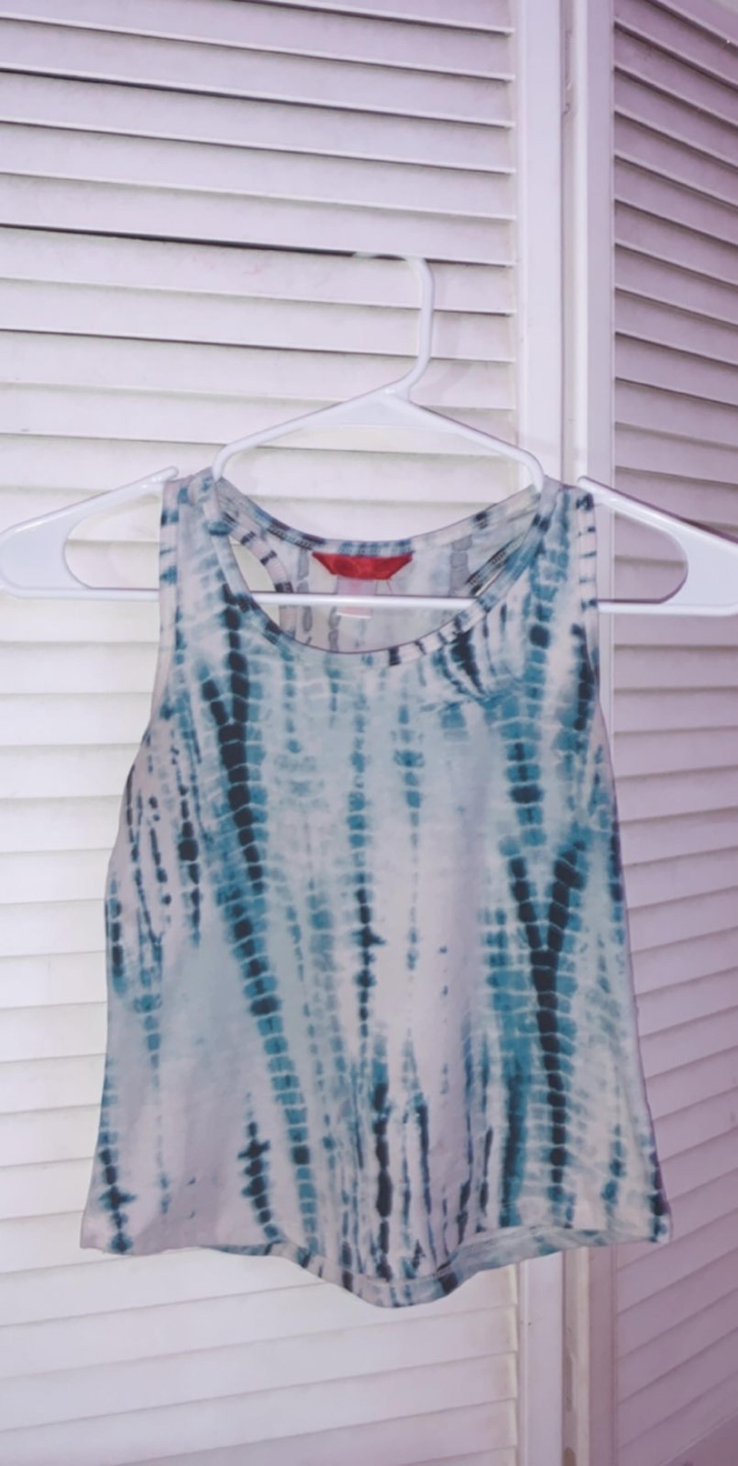 blue and white tank top