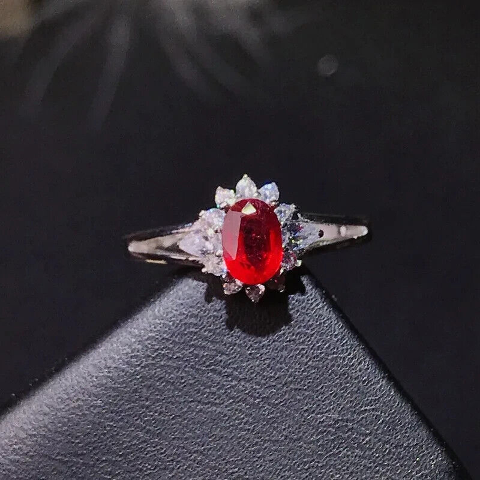 Ruby Ring Sterling Silver, Natural Ruby Ring January Birthstone, Ruby 4x6mm