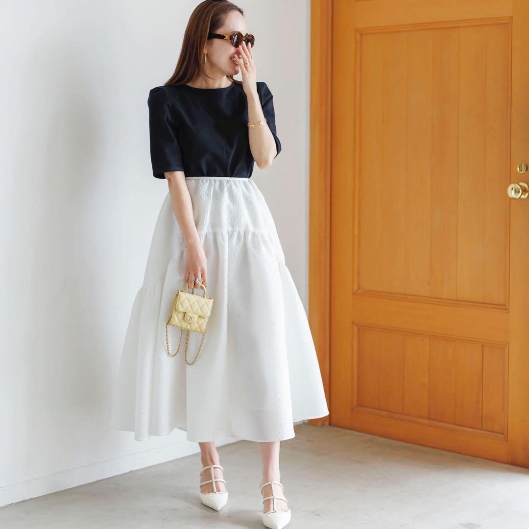 限定版 BLUELEA Jacquard Skirt, white, size 36 スカート