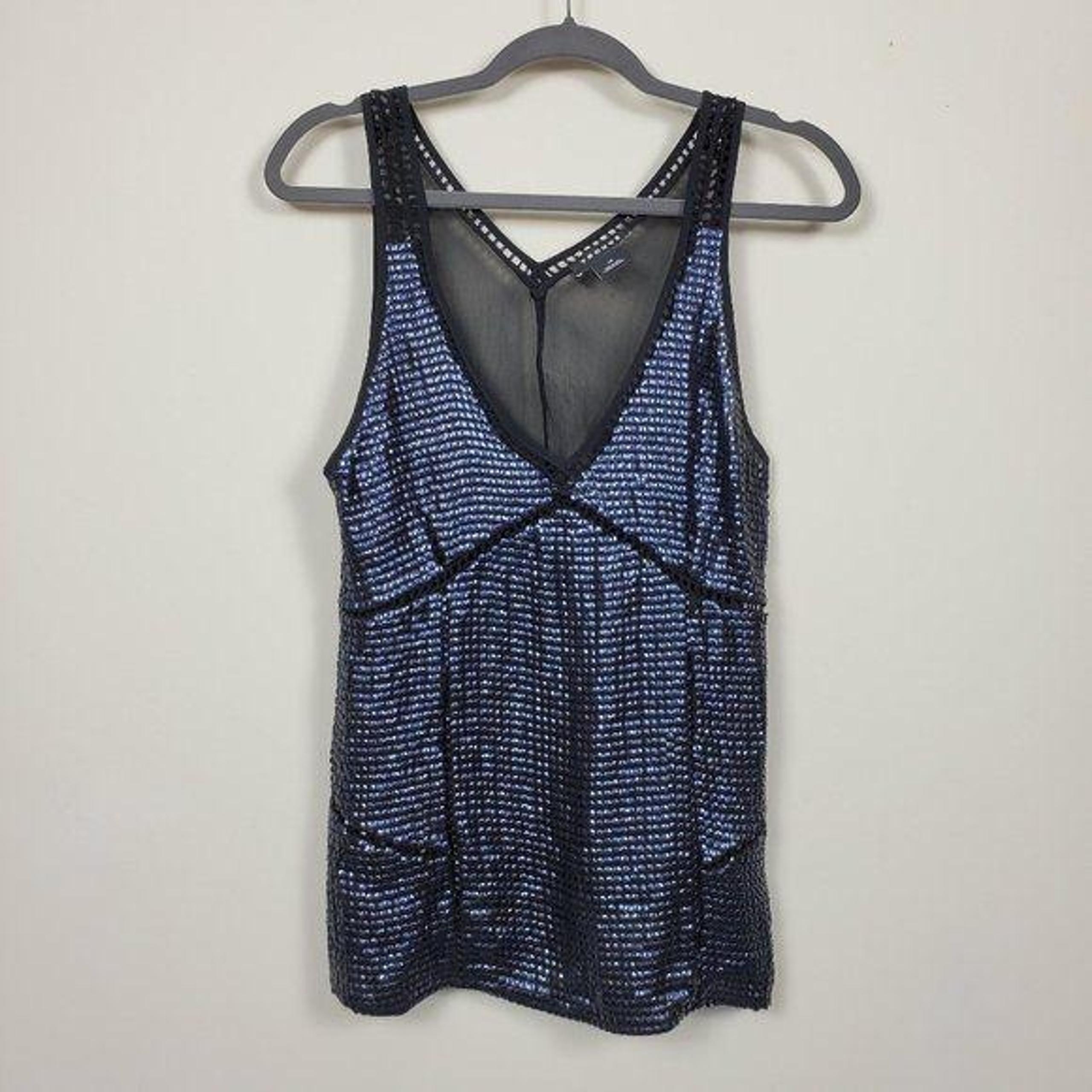Trouve Metallic Black Sequins Tank Top S