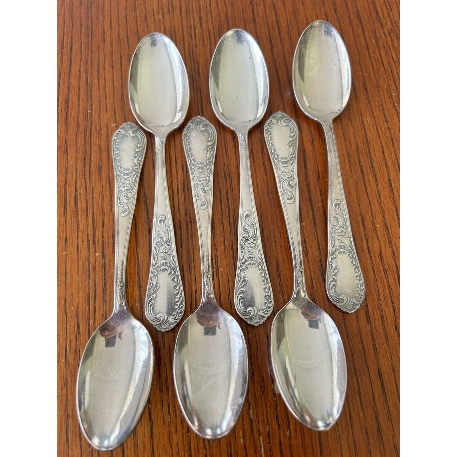 Rococo 5.5 Tea Spoon Set of 6, Stamped 100 Quality Silver Plate