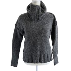James Perse Wool Cashmere Turtleneck size 0 Gray Chunky Knit Ribbed Soft