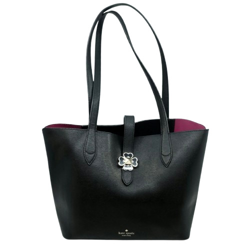 KATE SPADE~Kaci Small Tote~ BLACK LEATHER SHOULDER BAG TURNLOCK CLOSURE