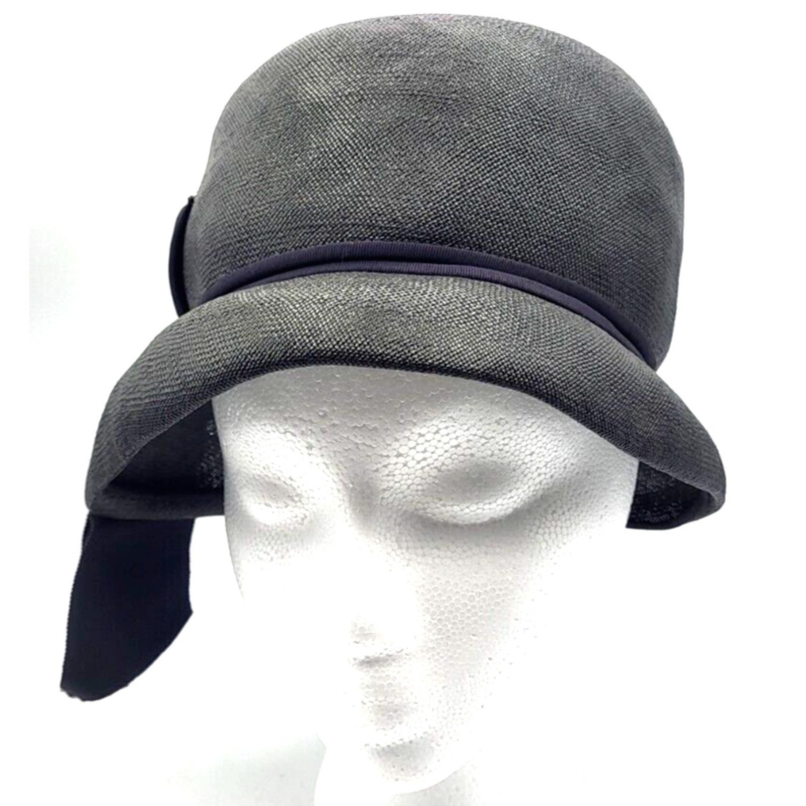 Vintage 1960s DACHETTES Black Straw Cloche Hat Designed by Lilly Dache Small