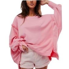 New We the Free People Camden Distressed Pink Sky Sweatshirt Size Medium
