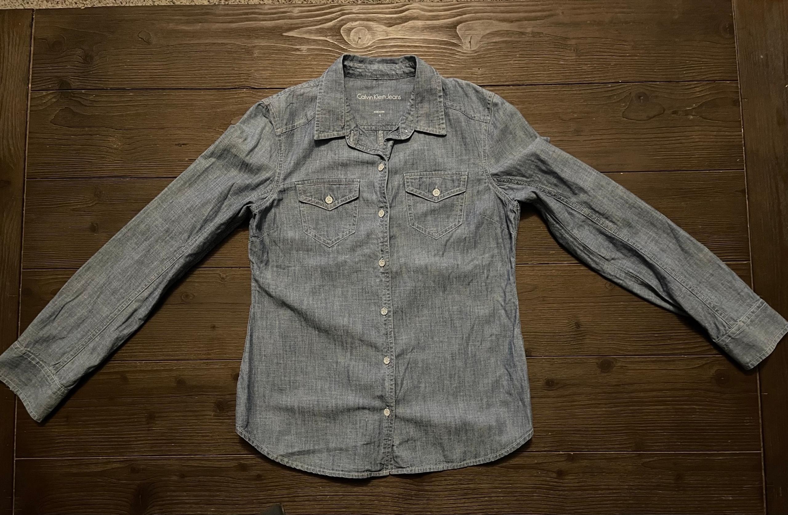 Calvin Klein Womens Chambray Blouse