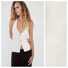 NWOT. Zara White Linen Blend Halter Top with Tie Detail. Size XS.