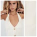 NWOT. Zara White Linen Blend Halter Top with Tie Detail. Size XS.