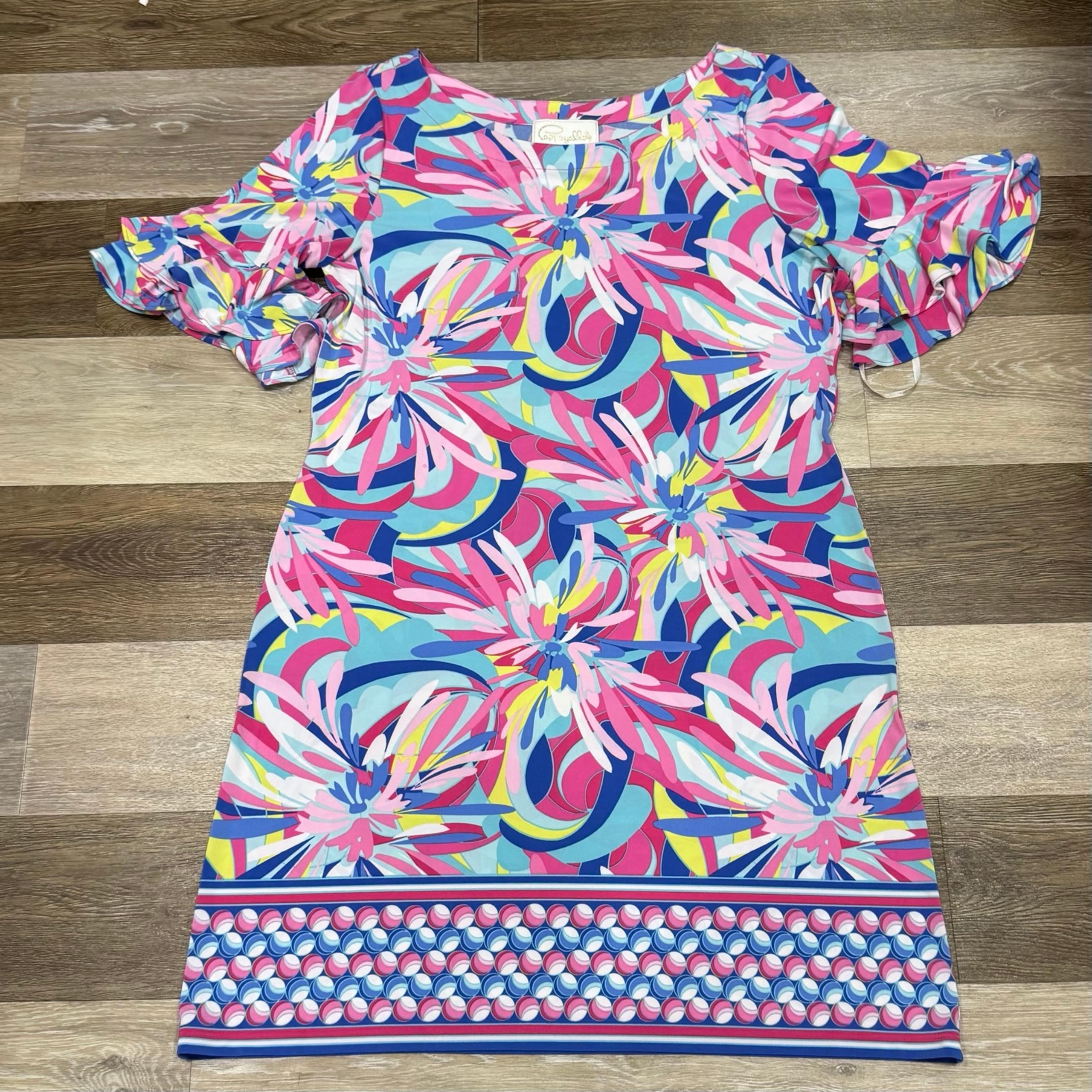 Pappagallo Shift Dress Women’s Sz Large Tropical Print Oasis Preppy Resort NWOT
