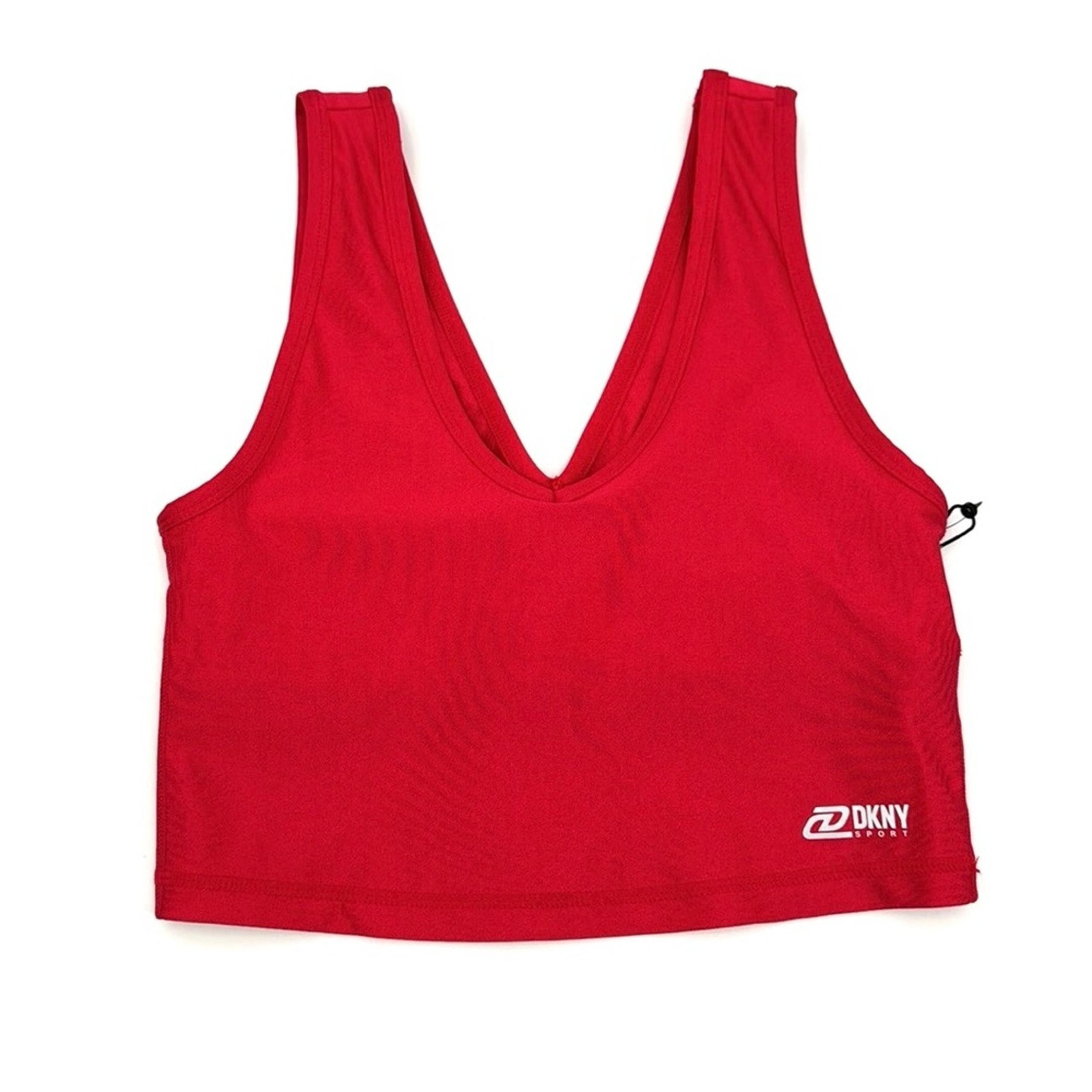 DKNY Women's Red Ski Patrol Cropped Tank Sports Bra Size Small