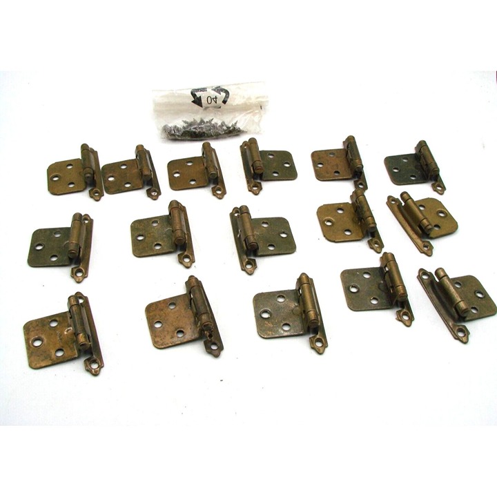 Lot 16 Amerock 7139 Hinges w/ Screws Ant Satin Brass Self Close Variable Overlay