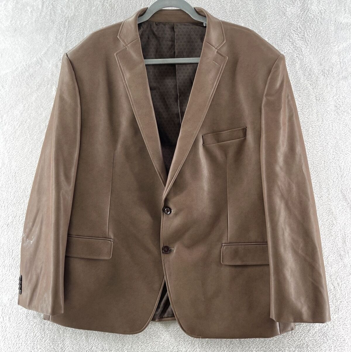 Michael Kors Blazer Jacket Mens 48 Brown Faux Leather Single Breasted Two Button