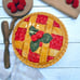 Vintage Ceramic Cherry Pie Keeper Plate Serving Dish With Lid - MCM - Lattice
